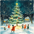 Sapin de No&euml;l illumin&eacute; par des enfants